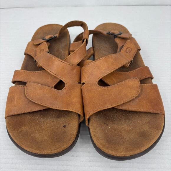 SAS Huggy Sandals Womens Size 11 Wide Carmel Brown Leather Adjustable Straps - Picture 7 of 10